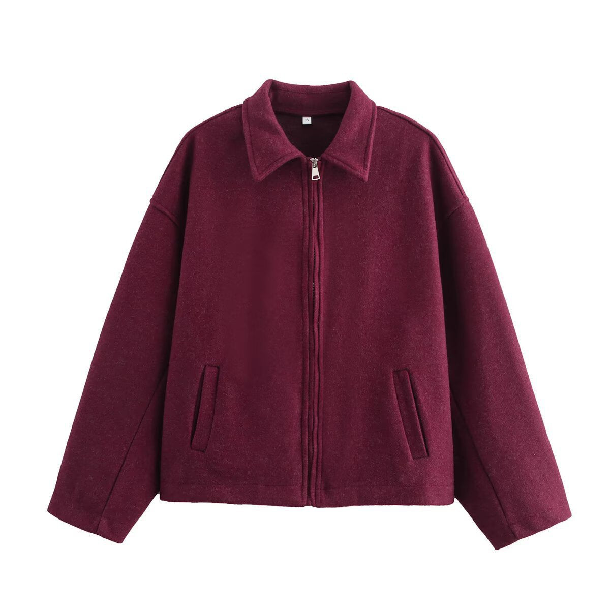 Gianna | Women's Jacket - Cropped Wool-Blend Wide Collar