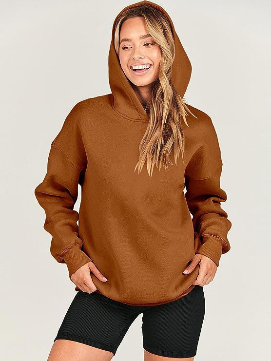 Comfortable Oversized Hoodie for Women with Kangaroo Pocket Long Sleeve Relaxed Drawstring Style