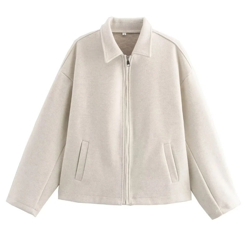 Gianna | Women's Jacket - Cropped Wool-Blend Wide Collar