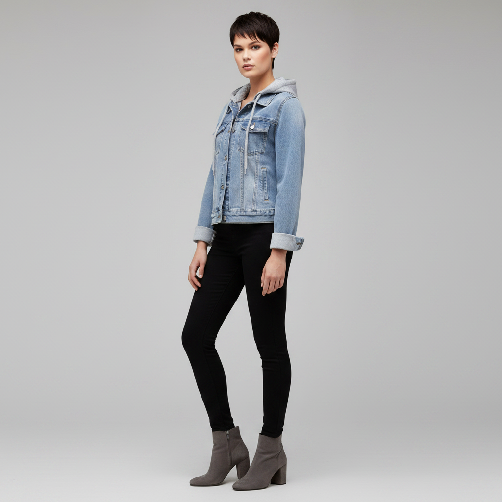Denim Jacket with Removable Hood | Women's Jacket Outerwear