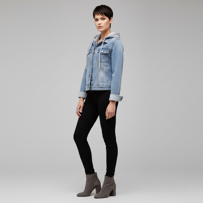 Denim Jacket with Removable Hood | Women's Jacket Outerwear