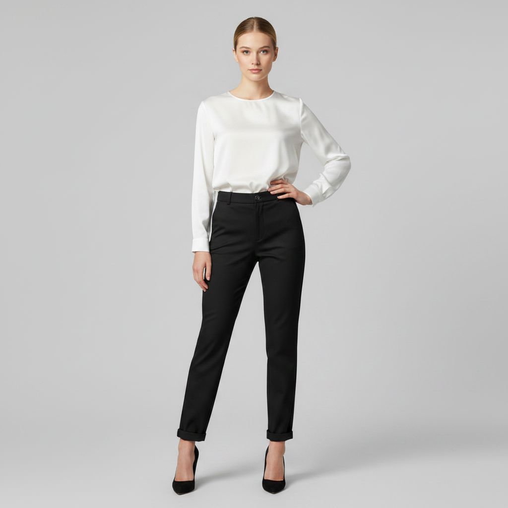 Elegant High Waist Women's Suit Trousers | Office Wear