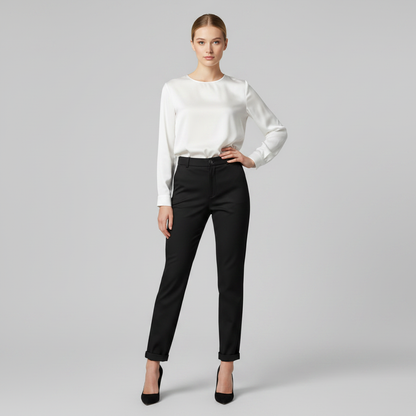 Elegant High Waist Women's Suit Trousers | Office Wear