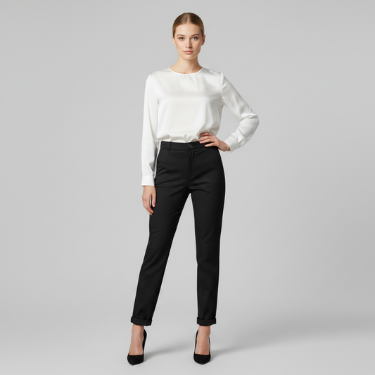 Elegant High Waist Women's Suit Trousers | Office Wear