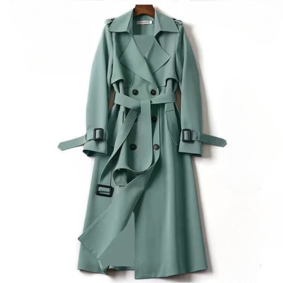 Andrea | Women's Classic Double Breasted Trench Coat - Full Length Belted