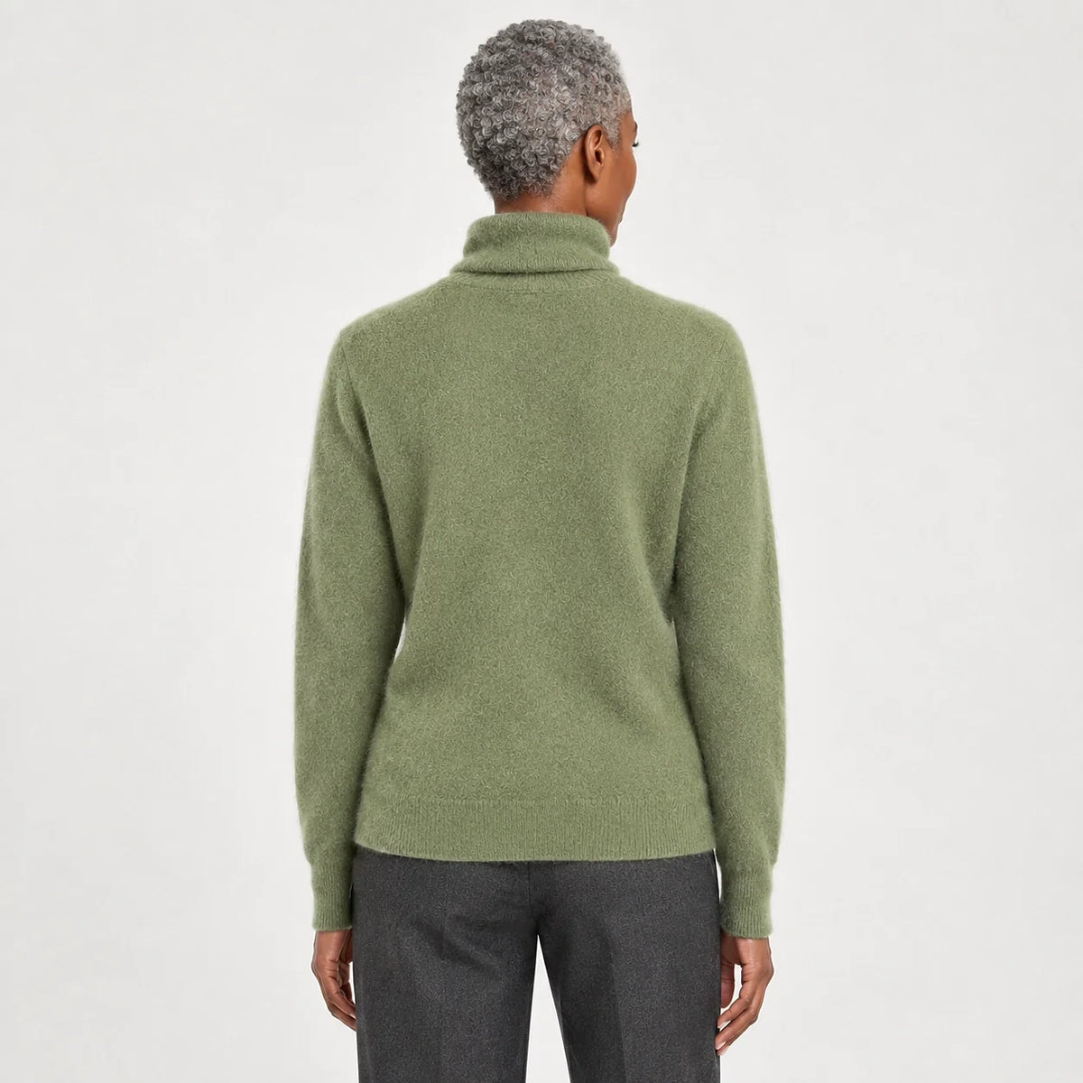 Aria | Women's Cashmere Sweater - Mock Neck Ribbed Trim Relaxed Fit