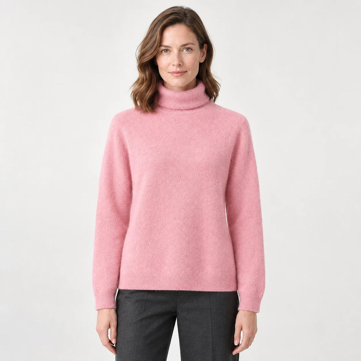 Aria | Women's Cashmere Sweater - Mock Neck Ribbed Trim Relaxed Fit