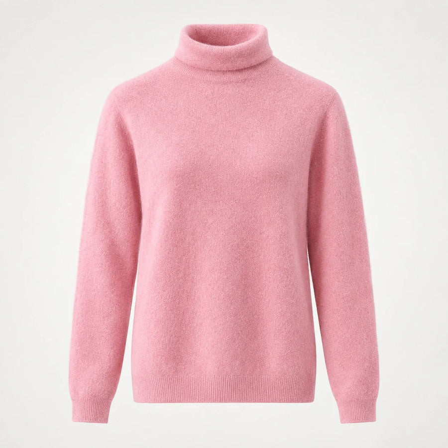 Aria | Women's Cashmere Sweater - Mock Neck Ribbed Trim Relaxed Fit