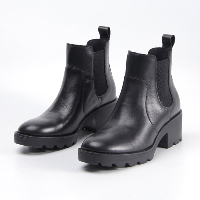 Amelia | Women's Leather Chelsea Boots - Chunky Block Heel Arch Support