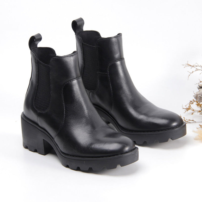 Amelia | Women's Leather Chelsea Boots - Chunky Block Heel Arch Support