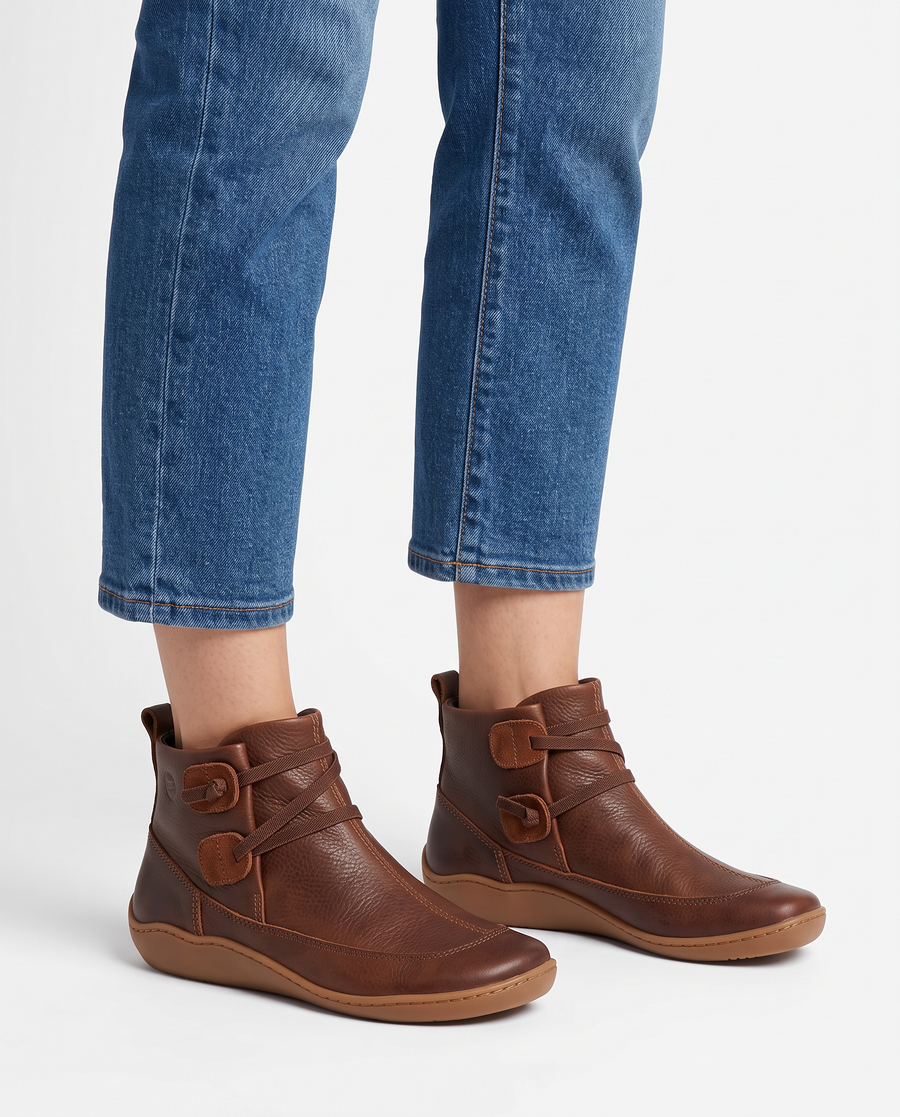 Aubrey | Women's Leather Ankle Boots - Arch Support Strap Flexible Sole