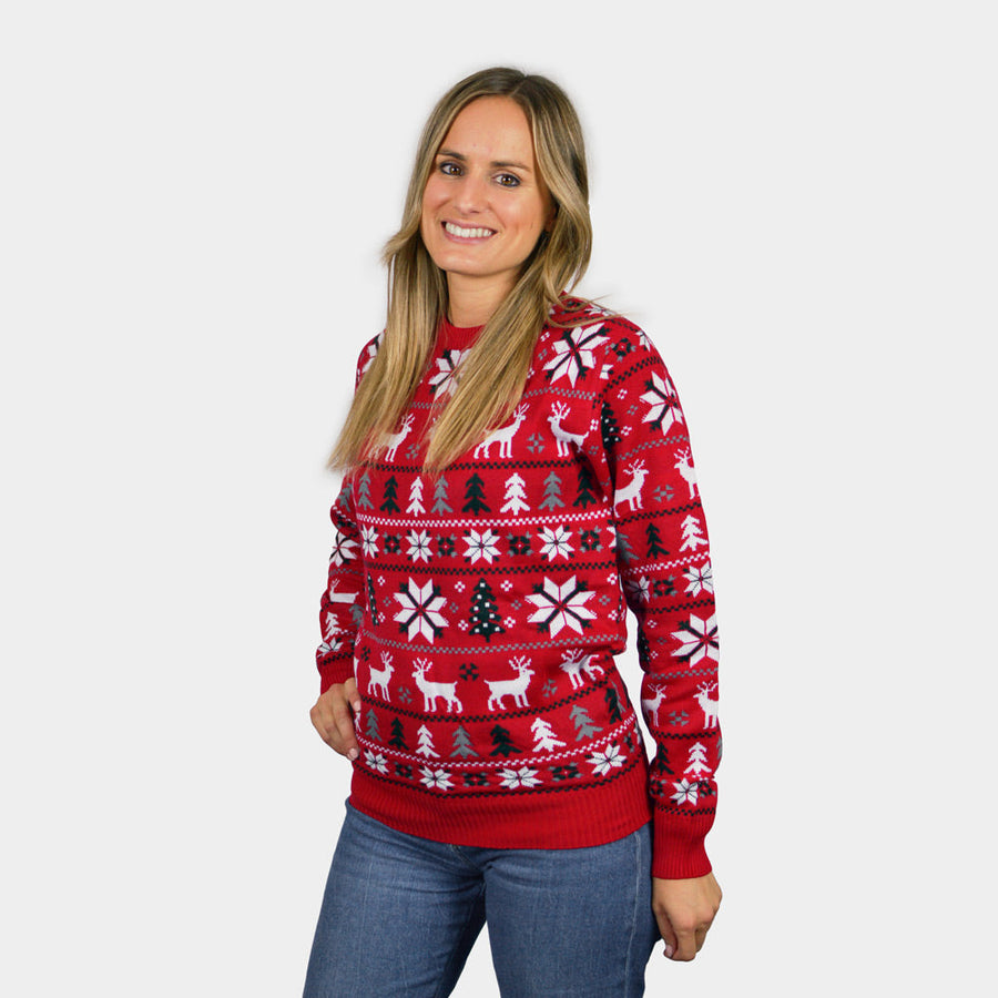 Lindsay | Women's Ugly Christmas Sweater - Reindeer Fair Isle Polar Star