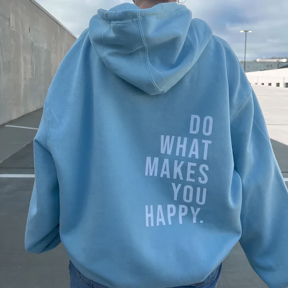 Cozy Graphic Hoodie with Positive Message