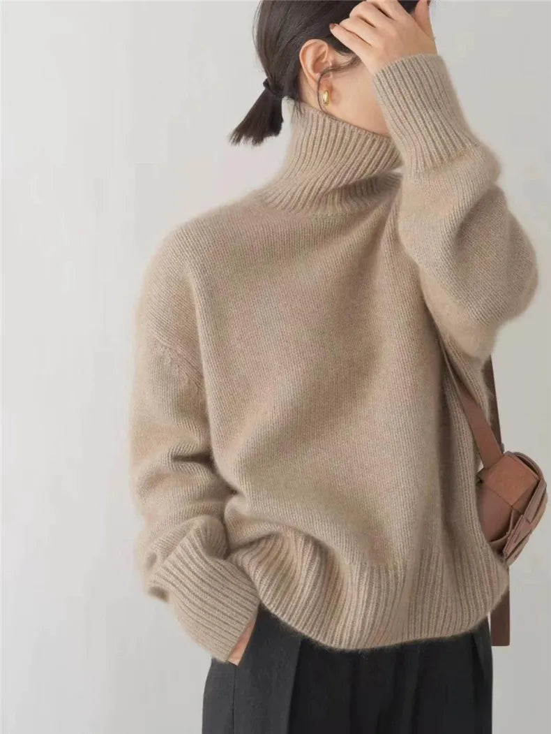 Kylie | Women's Oversized Chunky Turtleneck Sweater - Soft Ribbed Knit